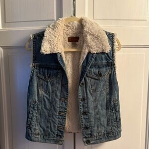 GUESS Faux Fur Denim Vest